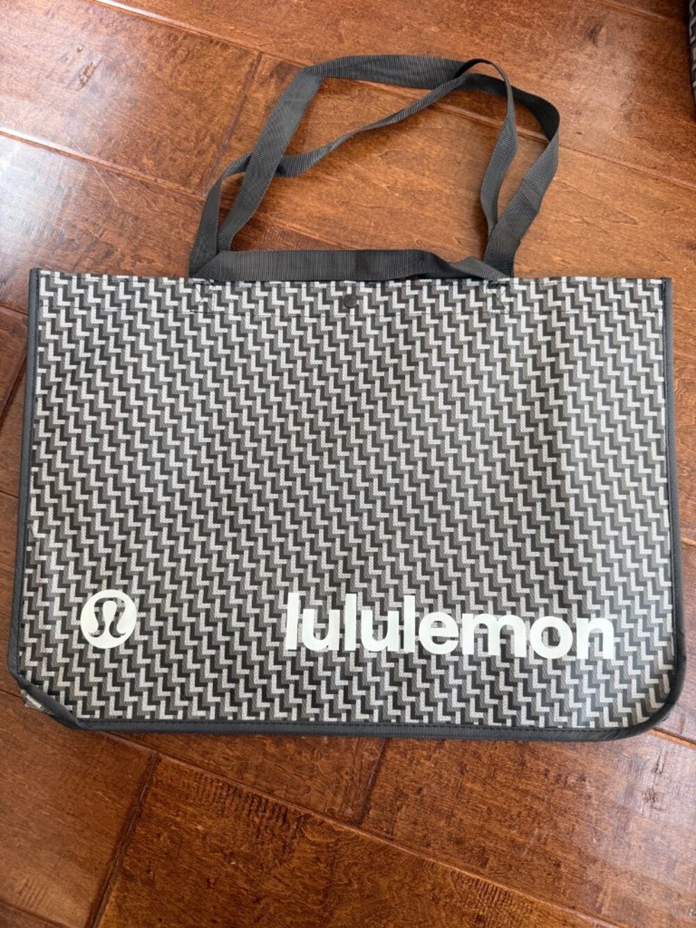 lululemon Reusable Shopping Tote Bag Jumbo XL Dark Grey Geometric Print New